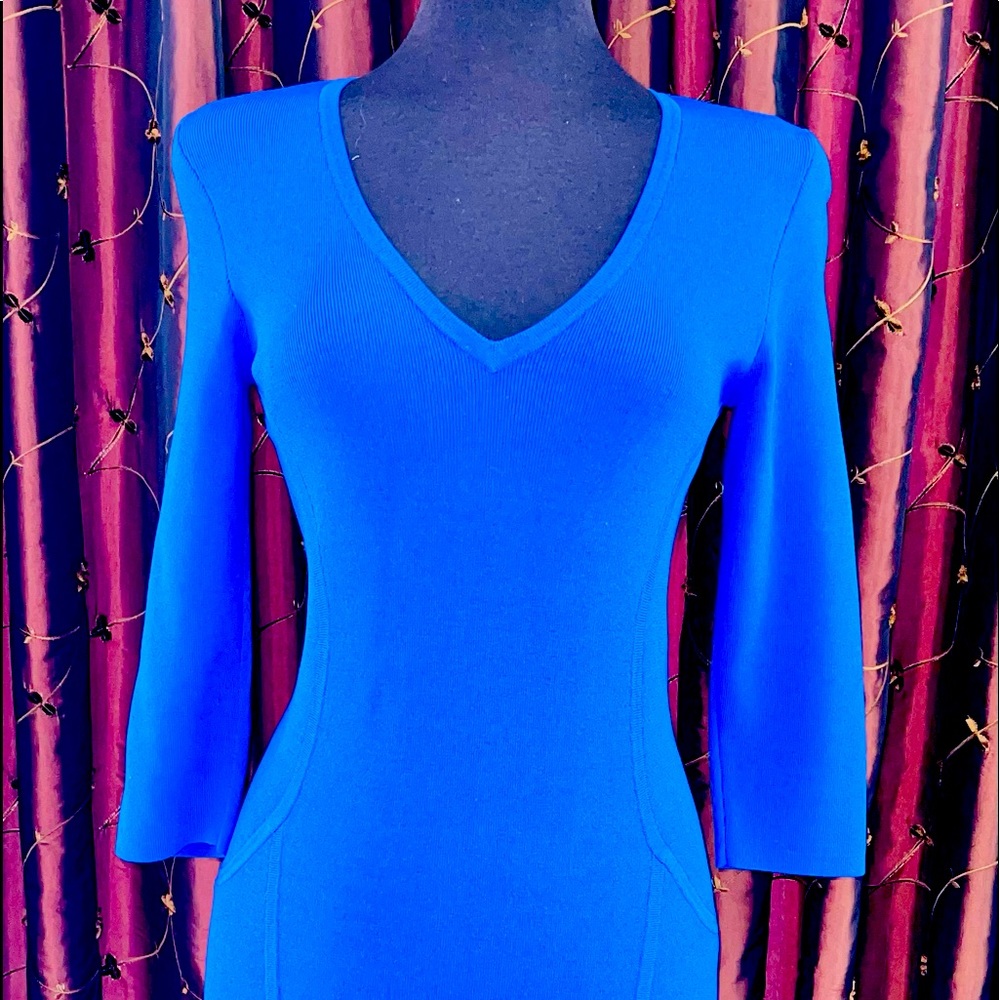 Ann Taylor Long-Sleeve Knit Royal Blue Dress Slimming Sz S / New NT